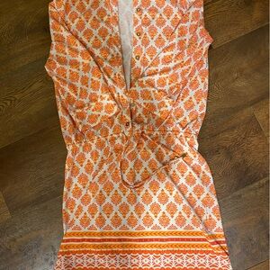 Cabana Life Orange and White Patterned dress or Coverup